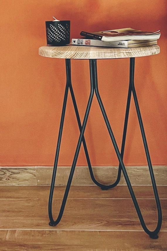 Iron and wood bedside table deals