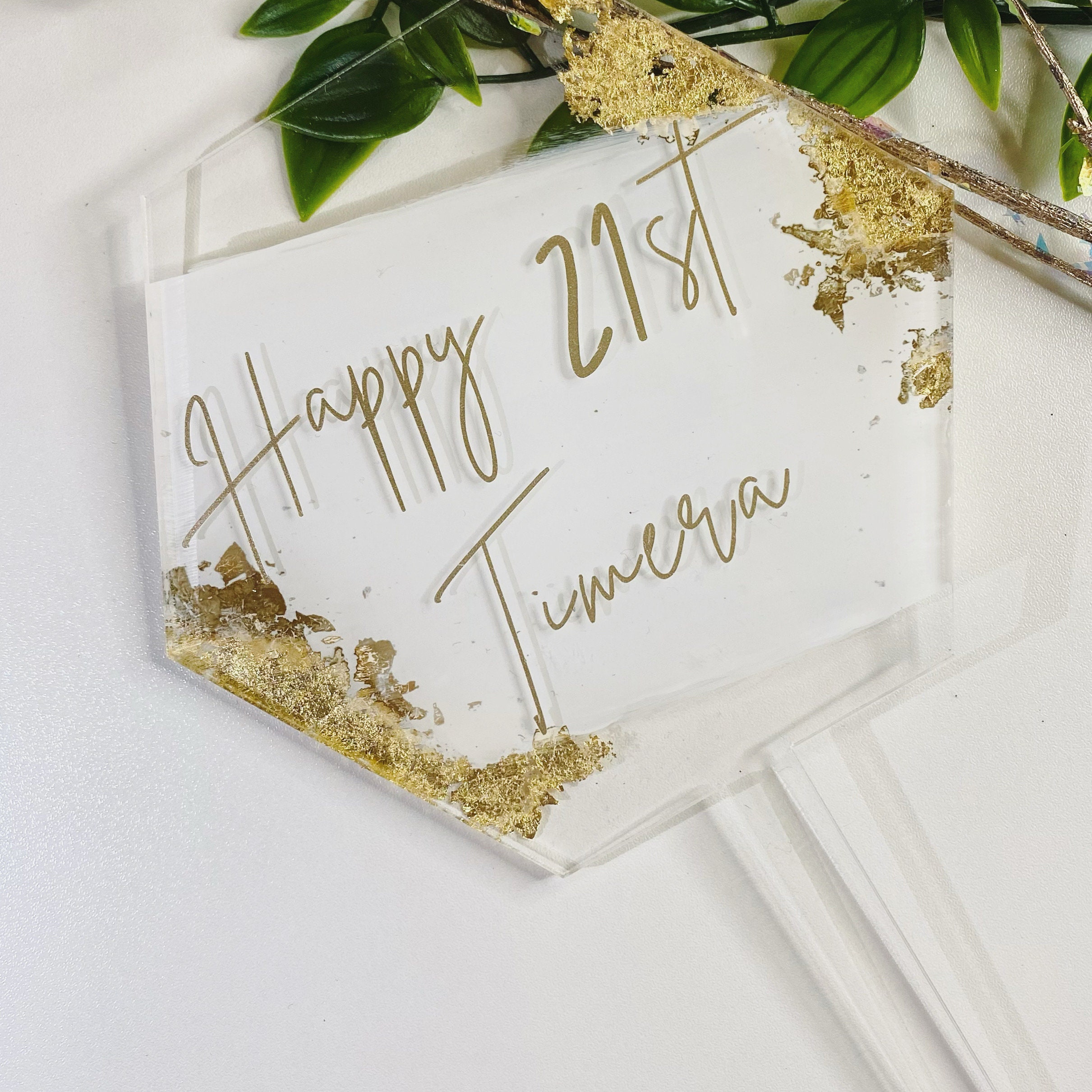 Topper per torta di compleanno in legno naturale personalizzato con nome ed età in legno rosa oro argento per 30, 40, 50, 60, 70 e 80 anni. Decorazione per torta di compleanno. - Italia