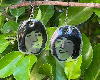 John Lennon Earrings: Handmade Beatles Jewelry, Stainless Steel Hooks