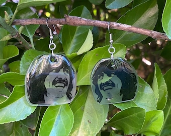 George Harrison Earrings: The Beatles Jewelry, Stainless Steel Hooks
