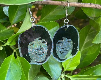 Glitter John Lennon Earrings: Handmade Beatles Jewelry