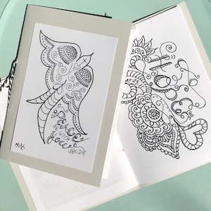 Frieden mit Ihnen Scribbling Inspiration Journal -36 Seite Zeitschrift -18 inspirierende Linie Kunst Scribbles für Färbung und Meditation