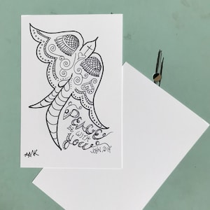 Cartão postal da pomba da paz esteja com você - cartões postais de arte de 6 linhas para colorir e enviar -João 20:19- cartão para colorir saudações e palavras de incentivo