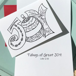 JOY Weihnachtskarte - Tidings der großen Freude!  Luke 2:10 Packung mit 8 Karten 5 x 7 mit roten Umschlägen