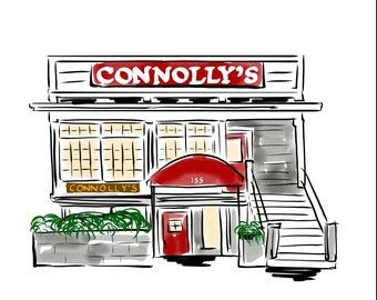 Connolly’s Rockaway Beach New York Wall Art NYC Illustration Art for Birthday Gift for Fiancé Gift for Wedding Gift for anniversary gift