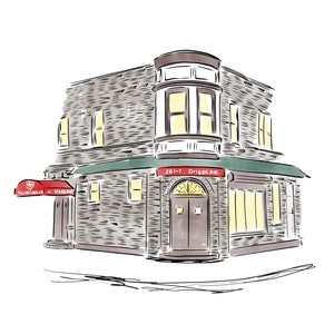Warsaw Brooklyn Greenpoint Music Venue Wall Art Custom Restaurant Illustration Anniversary Gift for Fiancé Housewarming Gift for Friend