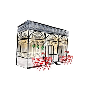Rucola Boerum Hill Brooklyn Restaurant Wall Art Custom Restaurant Illustration Anniversary Gift for Fiancé Watercolor Art Wall Decor for Her