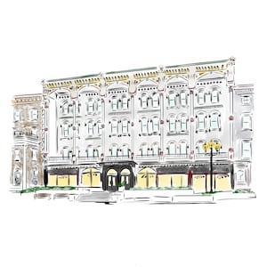 Adelphi Save the Date Wedding Invitation Illustration Wedding Gift Anniversary Gift Wall Art Wedding Venue Sketch New York Hotel Art Decor