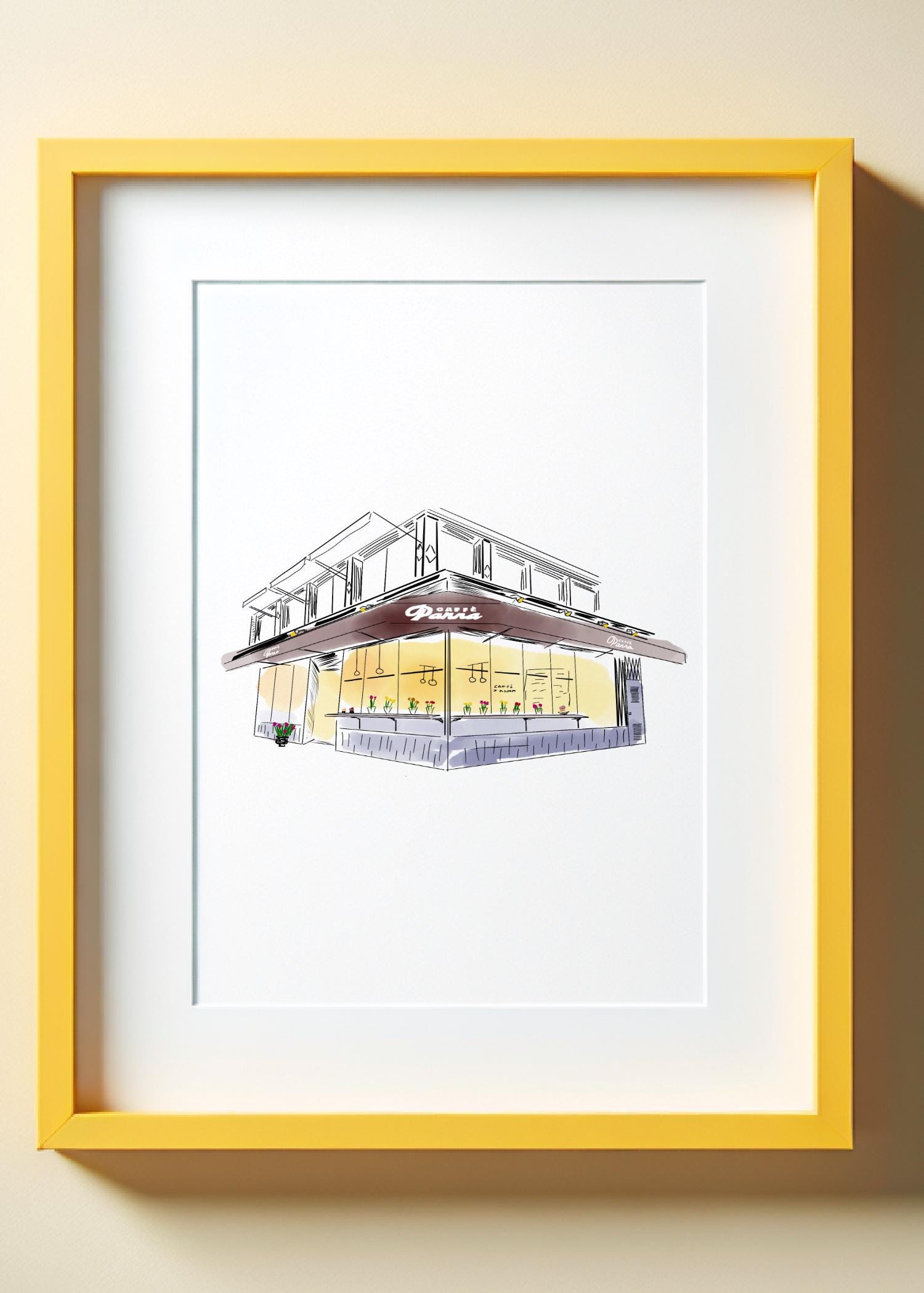Cafe Panna New York Restaurant Wall Art Custom NYC Illustration