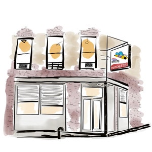 Matchless Bar Brooklyn Greenpoint Restaurant Wall Art Custom Illustration Anniversary Gift for Fiancé Bar Wall Art Housewarming Nostalgia