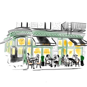 Dante New York Restaurant Wall Art Custom NYC Illustration Birthday Gift for Fiancé Gift for Wedding Gift for Her Gift for Him Housewarming