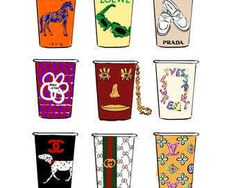 Fashion Coffee Cup Fashion illustration of Coffee Cup Gift for Coffee lover Fashion Sketch Coffee Wall Art Gift for birthday gift for her