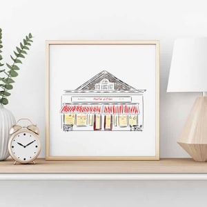 Marie Eiffel Shelter Island Hamptons Wall Art Custom Illustration Art for Birthday Gift for Fiancé Gift for Wedding Gift for Anniversary