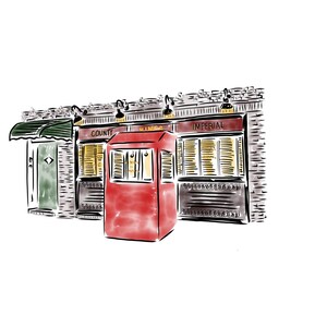 Kings County Imperial Williamsburg Brooklyn  Restaurant Wall Art Custom Illustration Anniversary Gift for Fiancé Bar Asian Restaurant Art