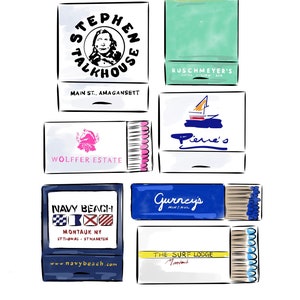 Montauk Hamptons Matchbook illustration Wall art for the Home Gift for Parents Gift for Birthday Gift for Her Gift for Him Housewarming Art