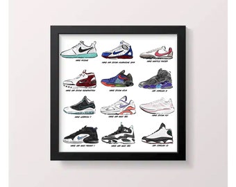 Nike sneakers Wall Art Custom Illustration Art for Birthday Gift for Him Gift for Dad Gift for Friend Housewarming Gift for Kids Room Art