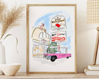 Little White Chapel wedding gift for anniversary gift for wedding illustration for wedding portrait housewarming gift for bride and groom