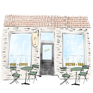Lovebirds Brooklyn Greenpoint Wine Bar Wall Art Custom Restaurant Illustration Anniversary Gift for Fiancé Brooklyn Wall Decor for Home