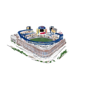 Citifield New York Mets Baseball Art Sport Landmark Gift for Mets Fan Fathers Day Gift for Dad Baseball Lover Custom Art Baseball Field Art