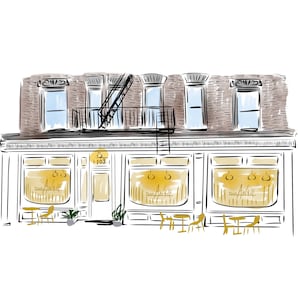 Don Angie New York Restaurant Wall Art Custom NYC Illustration Art for Birthday Gift for Fiancé Gift for Wedding Gift for Him Gift for Her