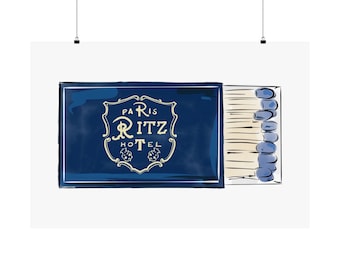 Paris Ritz hotel matchbook illustration for home decor art for fiancé gift for birthday gift for wedding anniversary art gift for home decor
