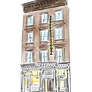 Gage and Tollner Downtown Brooklyn Restaurant Wall Art Custom Restaurant Illustration Anniversary Gift for Fiancé Art Historic Landmark Art