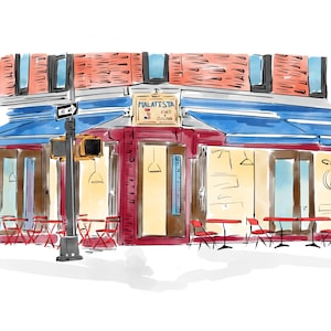 Malatesta NY Restaurant Wall Art illustration art watercolor for home Birthday Gift for Fiancé Watercolor Art Anniversary Gift for him