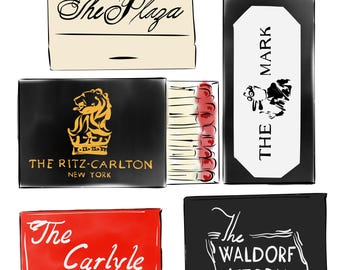 NYC Hotel Matchbook Illustration: New York Art Print