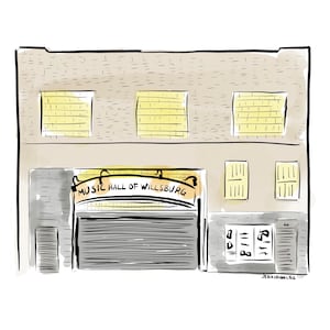 Williamsburg Music Hall Brooklyn Venue Wall Art Custom Restaurant Illustration Anniversary Gift for Fiancé Housewarming Gift for Friend