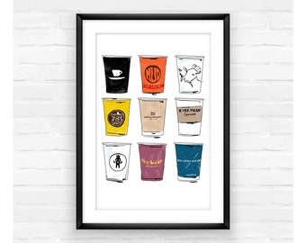 East Village Coffee Cup Print, Coffee, Coffee Cup Print, Coffee Print, Coffee Gift, Coffee lover, New York City, NYC, coffee addict