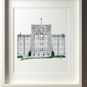 St John University Queens NY Illustration Graduation Gift Art for Housewarming Gift for Students Gift for fiance Gift for Him Gift for Her