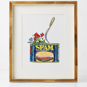 Spam Food Illustration Custom Art for Kitchen Birthday Gift for Him Gift for Her Gift for Grauduation Filipino Gift Hawaiian Illustration