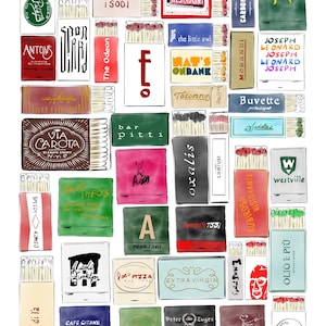 New York City Matchbook illustration Wall art for the Home Gift for Parents Gift for Birthday Gift for Her Gift for Him Housewarming Art