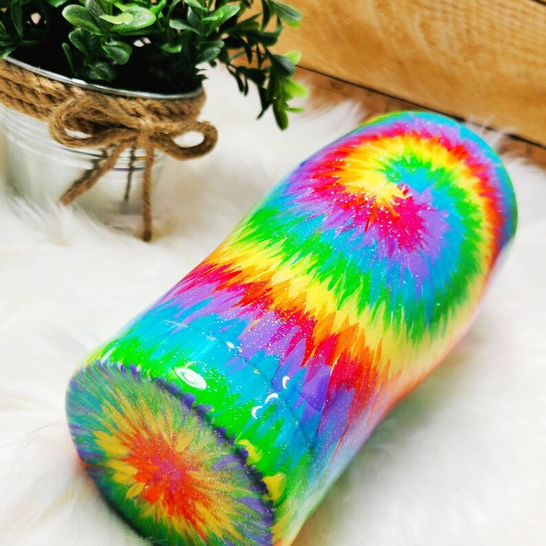 Tie Dye Tumbler Tie Dye Glitter Tumbler Custom Glitter Etsy
