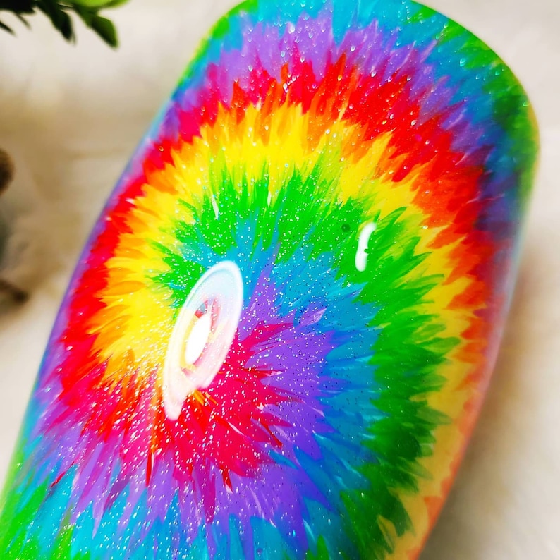 Tie Dye Tumbler Tie Dye Glitter Tumbler Custom Glitter Etsy