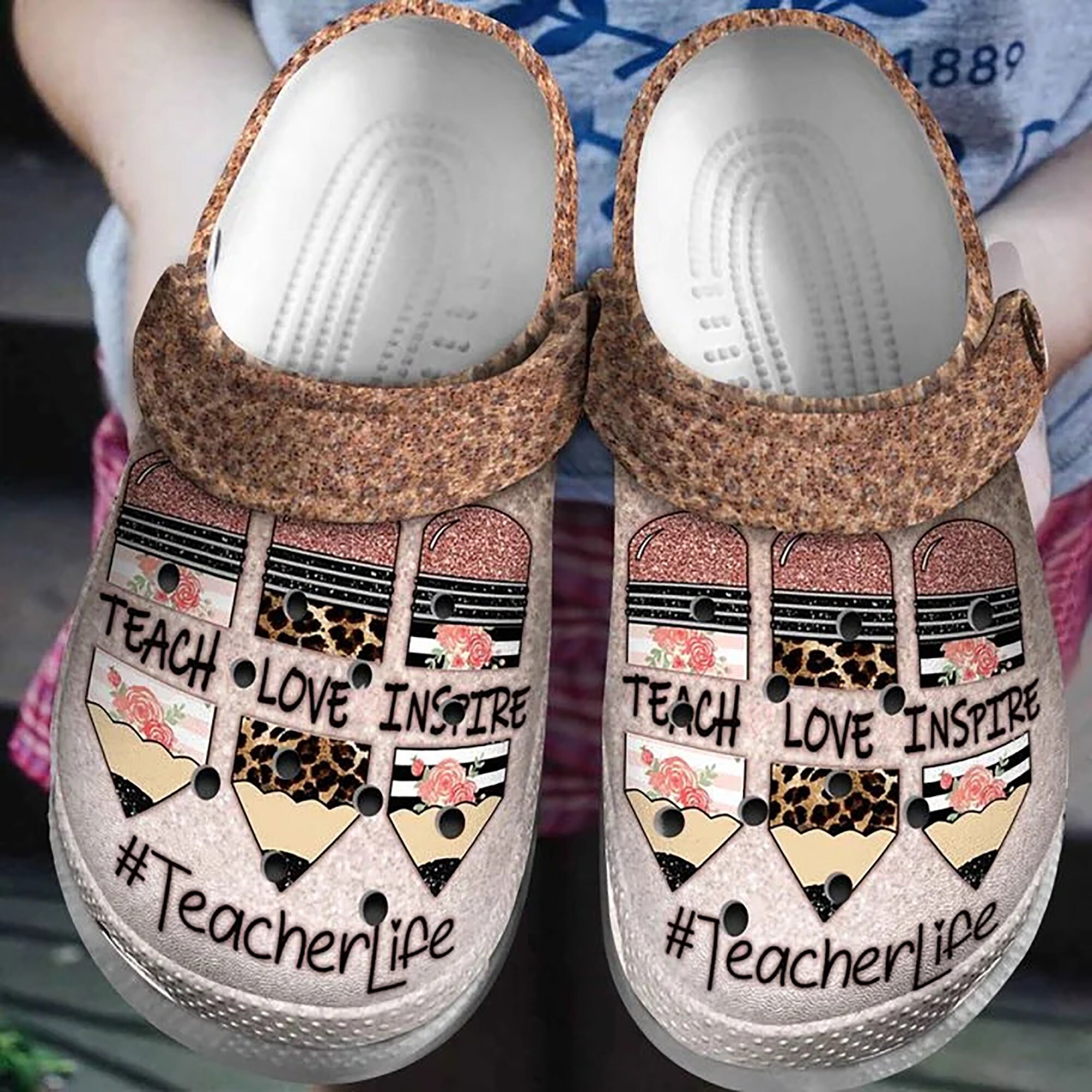 Teacher Life Clogs Teach Love Inspire Clogs Teacher Clogs Etsy