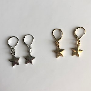 Silver and Gold Star Huggie Earrings
