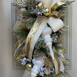 XL Christmas Swag: Gold Ornament Holiday Door Decor