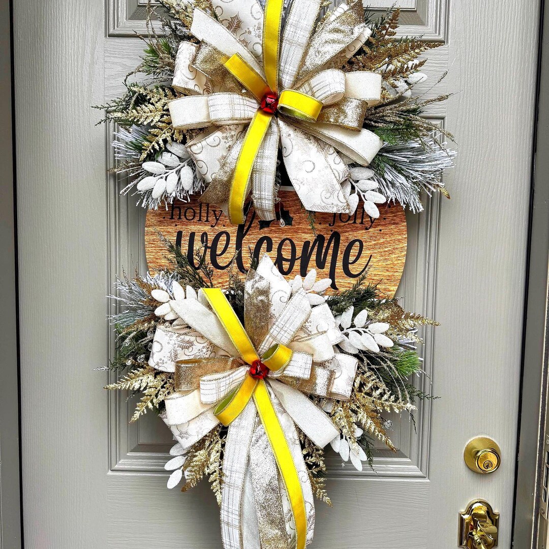Christmas Wreath | Elegant Holiday Door Hanger With Gold | Door Decor ...