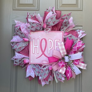 Pink Breast Cancer Awareness Wreath: Hope Ribbon Decor