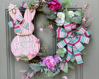 Easter wreath, spring wreath, Wreath for front door, gift for her, Spring wreath, Lady Tea Creations