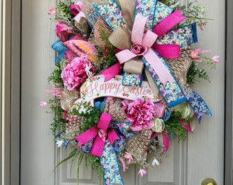 Easter Wreath for front door, Festive Front Door decor, Whimsical Easter Decor, Butterfly Wreath, Spring Decoration for door