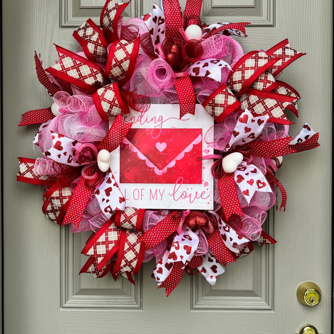 Valentine Day Wreath for Front Door, Wreath for Front Door, Host Gift