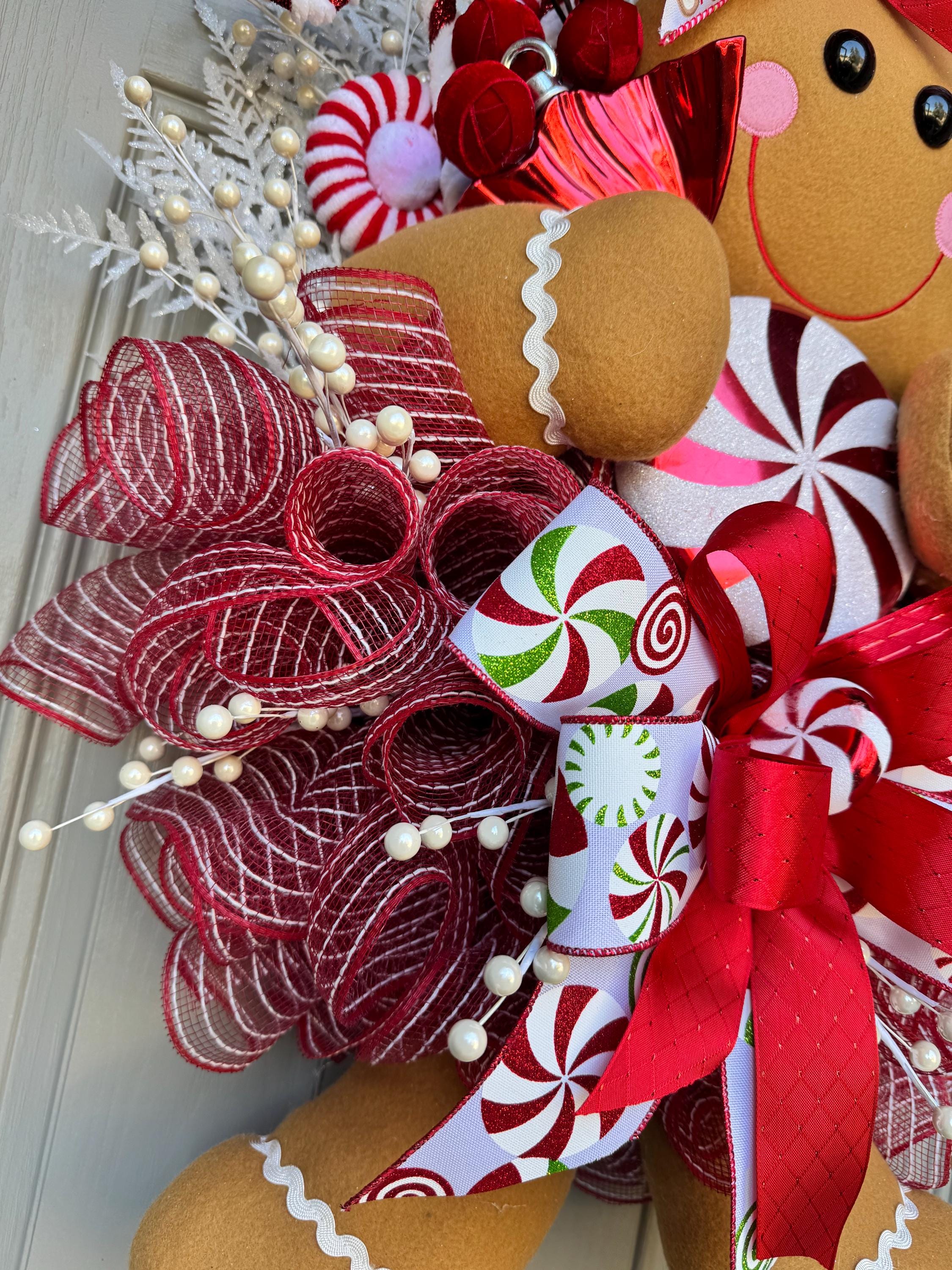Gingerbread Christmas Wreath – Candy Cane & Peppermint Holiday Decor ...