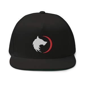 Wolf and Moon Flat Bill Cap