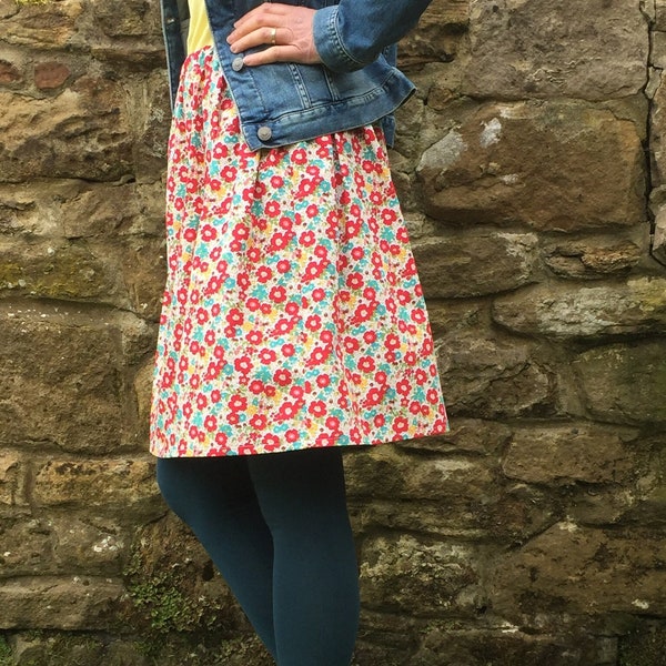 MORE COLOURS.Skirt with pockets,Women's handmade skirt,Elasticated skirt,Cotton skirt,Pocketed skirt,Everyday skirt,Denim skirt,Floral skirt