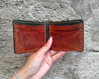 Portefeuille personnalisé en cuir Crazy Horse pour homme, fabriqué à la main, portefeuille personnalisé, portefeuille pour homme, portefeuille personnalisé, cadeau pour lui