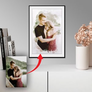 Custom couple portrait from photo, Custom watercolor couple portrait, Custom watercolor portrait digital, Custom anniversary portrait