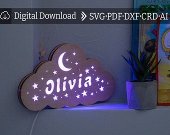 Cloud night light svg, Wooden night light svg, Wooden cloud night light svg, Wooden cloud night light pdf, Wooden night light pdf