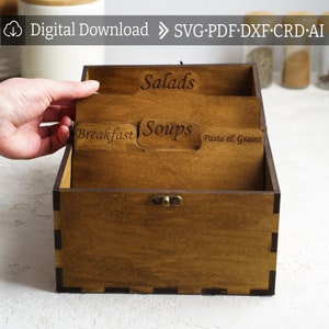 Receptendoos lasergesneden, Houten receptendoos lasergesneden, Receptendoos met kaart lasergesneden, Houten receptendoos patroon, Houten receptendoos met kaartpatroon